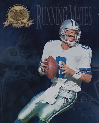 1996 Collector's Edge President's Reserve - Running Mates Silver Jumbo #RM1 Emmitt Smith / Troy Aikman Front