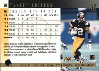 1996 Donruss - Press Proofs #76 Yancey Thigpen Back