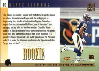 1996 Donruss - Press Proofs #224 Duane Clemons Back