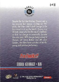 1996 Fleer - Rookie Sensations Hot Pack #4 Eddie George Back