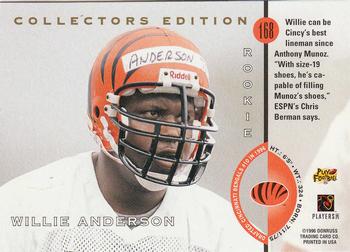 1996 Leaf - Collector's Edition #168 Willie Anderson Back