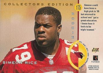 1996 Leaf - Collector's Edition #175 Simeon Rice Back