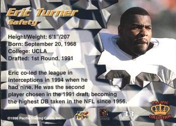 1996 Pacific - Blue #33 Eric Turner Back