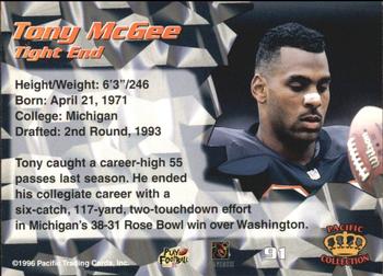 1996 Pacific - Blue #91 Tony McGee Back