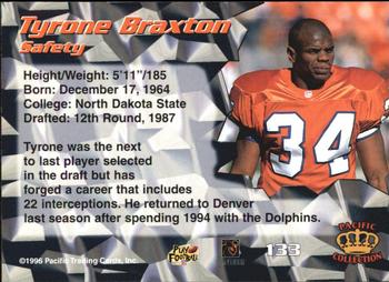 1996 Pacific - Blue #133 Tyrone Braxton Back