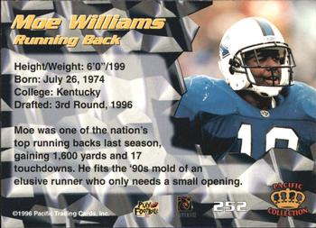 1996 Pacific - Blue #252 Moe Williams Back