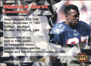 1996 Pacific - Blue #259 Maurice Hurst Back