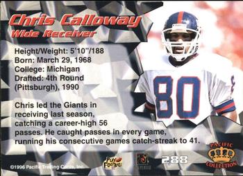 1996 Pacific - Blue #288 Chris Calloway Back