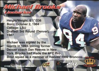 1996 Pacific - Blue #297 Michael Brooks Back