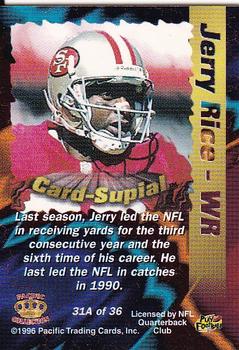 1996 Pacific - Card-Supials Small #31A Jerry Rice Back