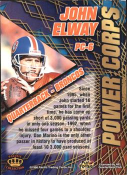 1996 Pacific - Power Corps #PC-6 John Elway Back