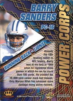 1996 Pacific - Power Corps #PC-16 Barry Sanders Back