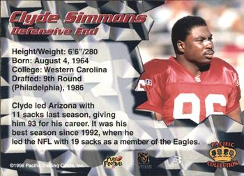 1996 Pacific - Red #3 Clyde Simmons Back