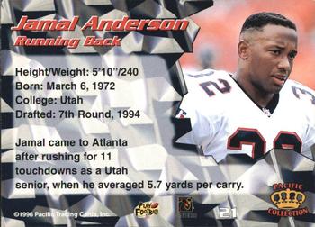 1996 Pacific - Red #21 Jamal Anderson Back
