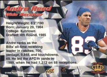 1996 Pacific - Red #47 Andre Reed Back