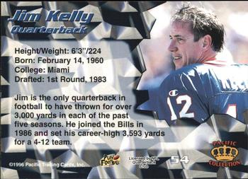 1996 Pacific - Red #54 Jim Kelly Back