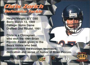1996 Pacific - Red #80 Chris Zorich Back