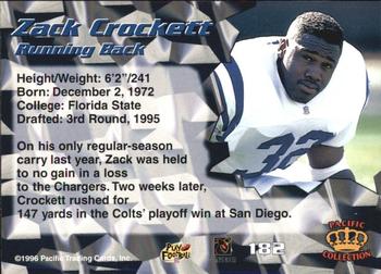 1996 Pacific - Red #182 Zack Crockett Back