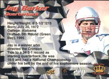 1996 Pacific - Red #270 Jay Barker Back