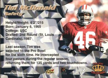 1996 Pacific - Red #387 Tim McDonald Back