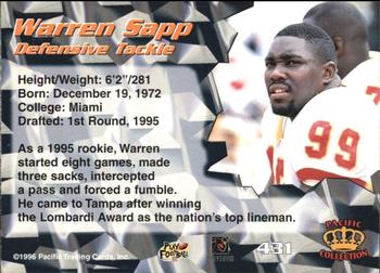 1996 Pacific - Red #431 Warren Sapp Back
