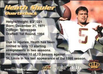 1996 Pacific - Red #436 Heath Shuler Back