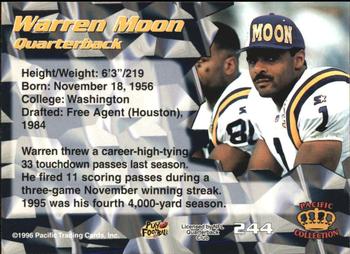 1996 Pacific - Silver #244 Warren Moon Back