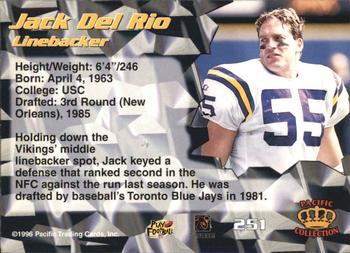 1996 Pacific - Silver #251 Jack Del Rio Back