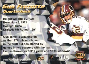 1996 Pacific - Silver #445 Gus Frerotte Back