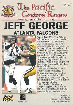 1996 Pacific Gridiron - Gold #8 Jeff George Back