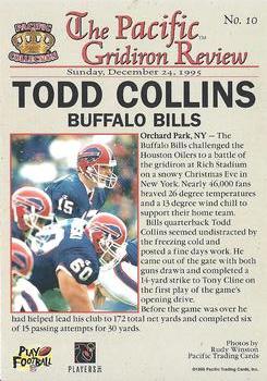 1996 Pacific Gridiron - Gold #10 Todd Collins Back