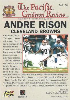 1996 Pacific Gridiron - Gold #28 Andre Rison Back