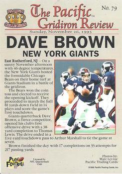 1996 Pacific Gridiron - Gold #79 Dave Brown Back