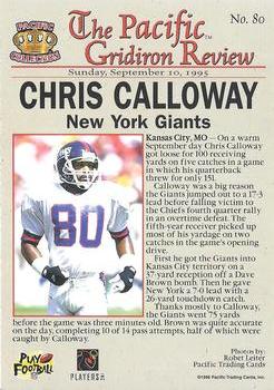 1996 Pacific Gridiron - Gold #80 Chris Calloway Back