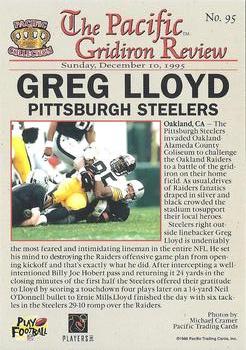 1996 Pacific Gridiron - Gold #95 Greg Lloyd Back