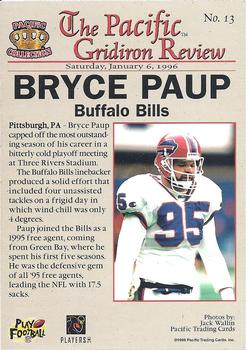 1996 Pacific Gridiron - Red #13 Bryce Paup Back