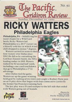 1996 Pacific Gridiron - Red #92 Ricky Watters Back