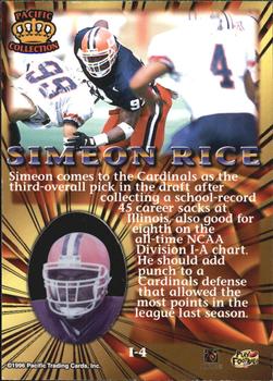 1996 Pacific Invincible - Bronze #I-4 Simeon Rice Back