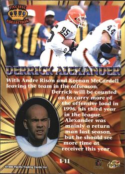 1996 Pacific Invincible - Bronze #I-11 Derrick Alexander WR Back