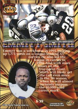 1996 Pacific Invincible - Silver #I-39 Emmitt Smith Back