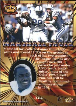 1996 Pacific Invincible - Silver #I-64 Marshall Faulk Back