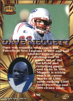 1996 Pacific Invincible - Silver #I-90 Dave Meggett Back