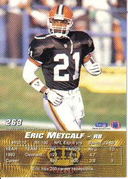1994 Pacific #263 Eric Metcalf Back