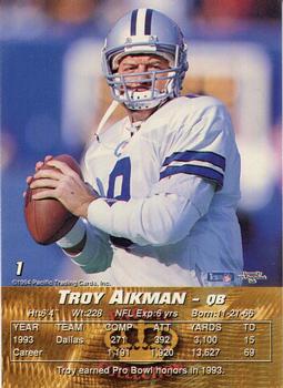 1994 Pacific #1 Troy Aikman Back