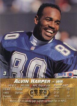 1994 Pacific #3 Alvin Harper Back