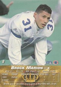 1994 Pacific #8 Brock Marion Back