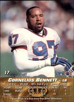 1994 Pacific #17 Cornelius Bennett Back