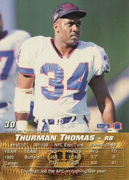 1994 Pacific #30 Thurman Thomas Back