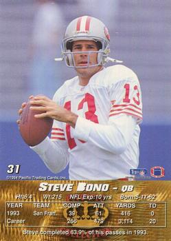 1994 Pacific #31 Steve Bono Back