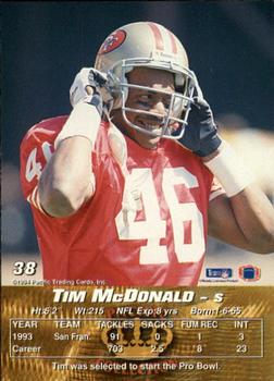 1994 Pacific #38 Tim McDonald Back